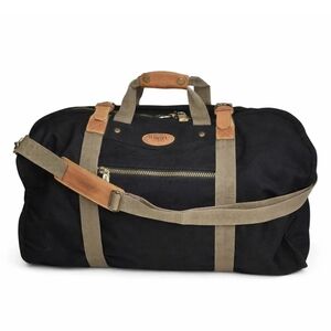 TUMI Dakota Black Canvas Duffel Bag 24” Weekender Leather Trim Travel Luggage